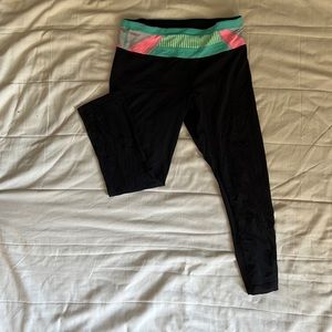 Lululemon leggings with fun bright band